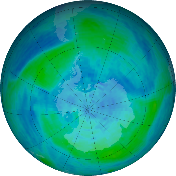 Antarctic ozone map for 19 February 1994
